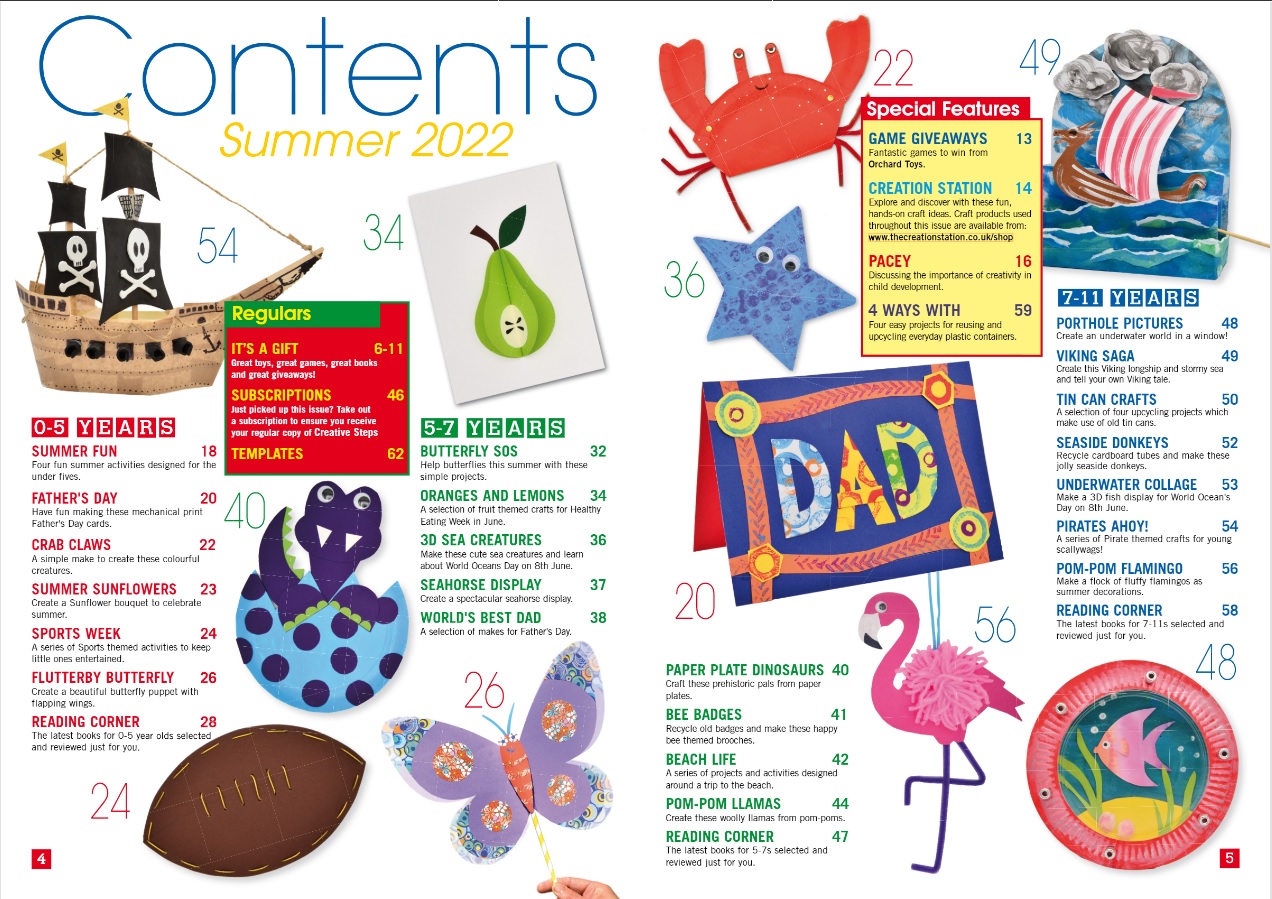 Creative Steps Summer 2022 Issue 74's contents