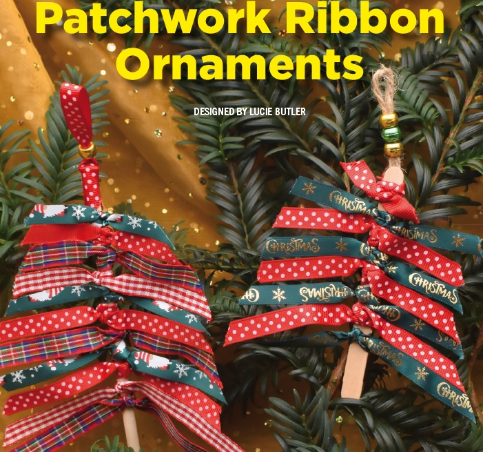 Patchwork Ribbon Christmas Tree Decorations - Creative Steps - Creative ...